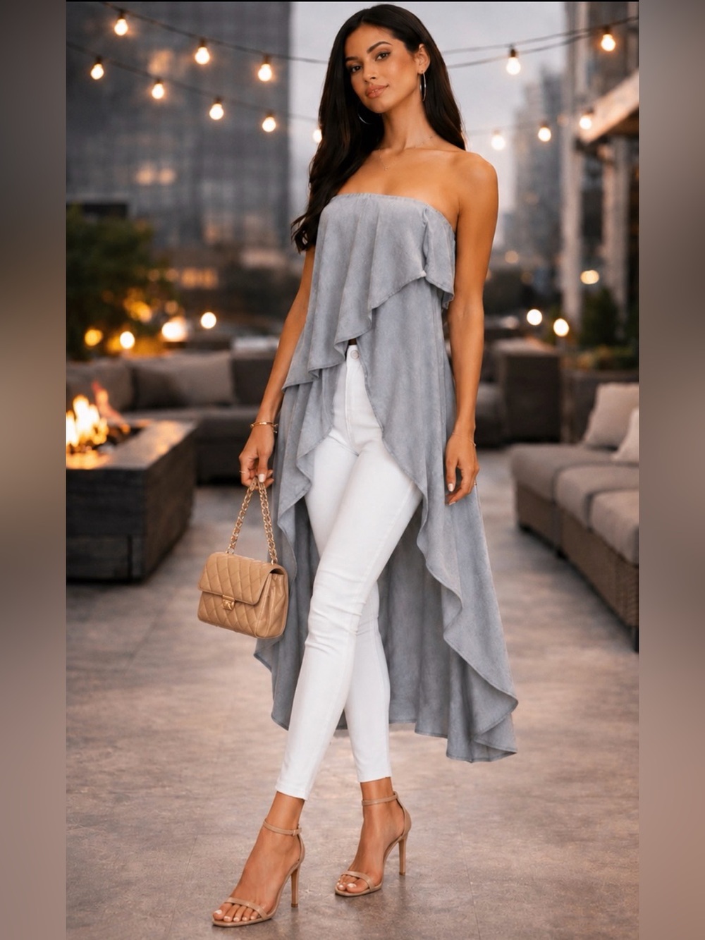 Free People Gray Strapless Asymmetrical
Layered Tunic / Dress - NWOT - Size XS
